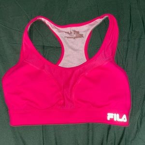 hot pink Fila running sports bra